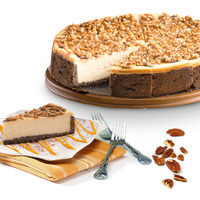 Chocolate Caramel Pecan Cheesecake 10"" - Pre-Sliced 14 Pcs. Creamy Cheesecake Topped With Clumps Of Chewy Pecans Drenched In A Coating Of Caramel, Fresh Bakery Dessert Great Gift Idea For Women, Men