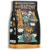 Bones Coffee Company Maple Bacon Ground Coffee Beans, Low Acid Flavored Coffee, Made With Arabica Coffee Beans, Medium Roast Gourmet Coffee (12 Oz)