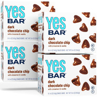 The Yes Bar - Dark Chocolate Chip - Plant Based Protein, Decadent Snack Bar - Vegan, Paleo, Gluten Free, Dairy Free, Low Sugar, Healthy Snack, Breakfast, Low Carb, Keto Friendly (24 Count)