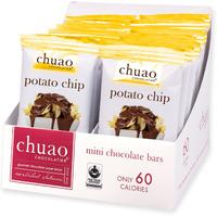 Chuao Chocolatier Potato Chip Milk Chocolate Mini Bars | Gourmet No Preservatives | For Gift Baskets, Christmas, Birthday, Thank You, Care Package | 24 Pack, 0.39 Oz Each