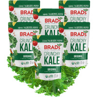 Brad's Plant Based Organic Crunchy Kale, Original, 6 Bags, 12 Servings Total