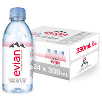 Evian Natural Spring Water 330 Ml/11.2 Fl Oz Mini-Bottles, Naturally Filtered Spring Water Small Water Bottles (11.16 Fl Oz (Pack Of 48))