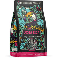 Bones Coffee Company Costa Rica Single-Origin Whole Coffee Beans, Low Acid Coffee Made With Arabica Coffee Beans, Medium Roast Gourmet Coffee, Coffee Lover Gift Ideas (12 Oz)
