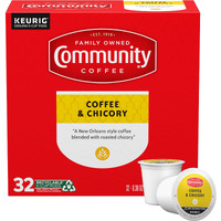 Community Coffee Coffee And Chicory Medium-Dark Roast Single Serve Keurig K-Cup Pods 32 Ct Box