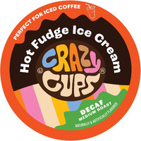 Crazy Cups Decaf Flavored Coffee Pods, Hot Fudge Sundae, Single-Serve Medium Roast Coffee Cups For Keurig K-Cup Machines, Hot Or Iced, 22 Count