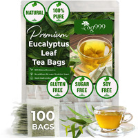 Tog999, Premium 100 Eucalyptus Leaf Tea Bags, 100% Natural & Pure Eucalyptus Leaves. Loose Leaf Eucalyptus Herbal Tea. Eucalyptus Leaf Tea. No Sugar, No Caffeine, No Gluten, Vegan.