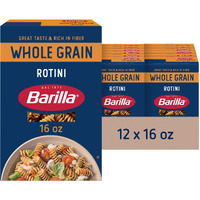 Barilla Whole Grain Rotini Pasta, 16 Oz. Box (Pack Of 12) - Non-Gmo Pasta Made With 100% Whole Grain Durum Wheat - Great Source Of Fiber