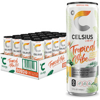 Celsius Sparkling Tropical Vibe, Functional Essential Energy Drink, 12 Fl Oz (Pack Of 24)