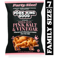 Pork King Good Himalayan Pink Salt & Vinegar Pork Rinds 7 Oz Family Size (Chicharrones - Keto Snacks)