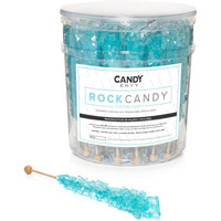 Candy Envy - Light Blue Rock Candy Sugar Sticks - Cotton Candy Flavored - 36 Indiv. Wrapped