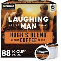 Laughing Man Hughs Blend Keurig Recyclable K-Cup Coffee Pods, Single-Serve Fair Trade Medium Roast Arabica Coffee For Use With Keurig Coffee Makers, 88 Count (4 Packs Of 22)