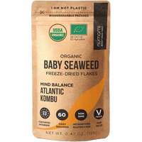 Organic Kombu Kelp Flakes - Young Baby Seaweed Grown In North Atlantic, Premium Quality Freeze-Dried For Higher Vitamin Content. Soft Texture & Mild Taste.  Tsp For Daily Vitamins. 60 Servings