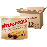 Pirucream Rolled Wafers With Chocolate Hazelnut, Organic Alkaline 100% Cocoa - No Trans-Fat, Preservatives, Colorants Or Additives And Without Palm Oil (300Gr/ 10.58Oz Each One - 12 Pack Tin)