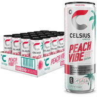 Celsius Sparkling Peach Vibe, Functional Essential Energy Drink, 12 Fl Oz (Pack Of 24) Visit The Celsius Store