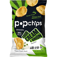 Popchips Potato Chips, Sour Cream &Amp; Onion, 4Ct 5.0Oz Share Bags, Low-Calorie And Gluten Free, Salty Snacks For Adults And Children, Kosher Snack, 130 Calories Per Serving