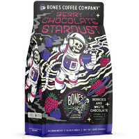Bones Coffee Company Berry Chocolate Stardust Whole Coffee Beans Beans Berries & White Chocolate Flavor, Low Acid Flavored Coffee Made With Arabica Coffee Beans, Medium Roast Coffee (12 Oz)