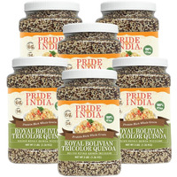 Pride Of India - Pack Of 6 - Natural Three Color Bolivian Royal Quinoa - Protein Rich Whole Grain Jar, 3 Lbs Jar