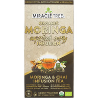 Miracle Tree's Energizing Moringa Infusion - Chai | Super Caffeinated Blend | Healthy Coffee Alternative, Perfect For Focus | Organic Certified & Non-Gmo | 16 Pyramid Sachets