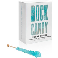 Candy Envy - Light Blue Rock Candy Sugar Sticks - Cotton Candy Flavored - 24 Indiv. Wrapped
