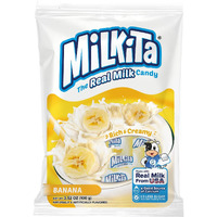 Milkita The Real Milk Candy, Gluten Free Chewy Candies With Calcium & Real Milk, Zero Trans Fat, Low-Sugar, Banana Flavor, 25 Pcs