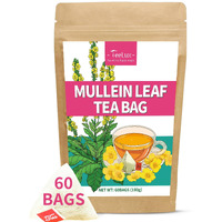 Teelux Mullein Leaf Tea Bags, 3G/Bag, Natural Mullein Leaves, Caffeine Free, Pure Mullein Herbal Tea, 60 Tea Bags