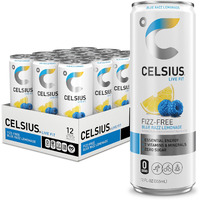 Celsius Fizz Free Blue Razz Lemonade, Functional Essential Energy Drink 12 Fl Oz (Pack Of 12)