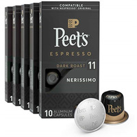 Peet's Coffee, Dark Roast Espresso Pods, Nerissimo Intensity 11, 50 Count (5 Boxes Of 10 Espresso Capsules)