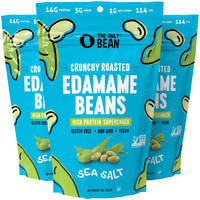 The Only Bean - Crunchy Roasted Edamame Beans (Sea Salt) - Keto Snacks (2G Net) - High Protein Healthy Snacks (14G Protein) - Low Carb & Calorie, Gluten-Free Snack, Vegan Food - 4 Oz (3 Pack)