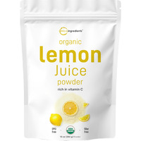 Organic Lemon Juice Powder, 10 Ounce | 100% Natural Fruit Powder | Cold Pressed Lemons Source | No Sugar & Additives | Great Flavor For Drinks, Smoothie, & Beverages | Non-Gmo & Vegan Friendly