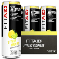 Fitaid Recovery Blend, Bcaas, Vitamin B6, B12, Glucosamine, Electrolytes, 100% Clean, Paleo, B-Complex, Citrus Medley, No Sucralose, 12-Oz. Cans (Pack Of 12)