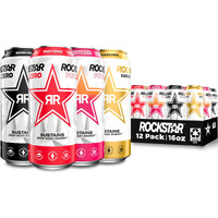 Rockstar Pure Zero Energy Drink,4 Flavor Pure Zero Variety Pack, 0 Sugar, With Caffeine And Taurine, 16Oz Cans (12 Pack) (Packaging May Vary)