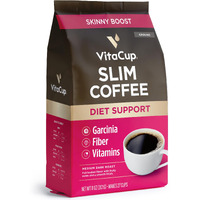Vitacup Slim Ground Coffee, Diet Support With Ginseng, Garcinia, B Vitamins, Medium Dark Roast, Bold And Smooth,100% Arabica Specialty Coffee Grounds, 11Oz