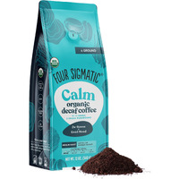 Four Sigmatic Calm Organic Decaf Ground Coffee | Swiss Water Decaf Coffee Ground | Decaffeinated Coffee With Chaga & Reishi Mushroom Extracts | Decaf Coffee For Stress Relief | 12Oz Bag