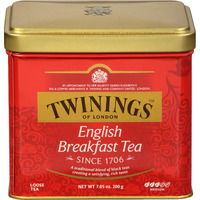 Twinings English Breakfast Loose Tea Tin, 7.05 Ounce Tin (Pack Of 1), Smooth, Flavourful, Robust Black Tea Leaves, Caffeinated, Enjoy Hot Or Iced