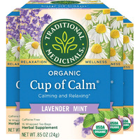 Traditional Medicinals Organic Cup Of Calm Lavender Mint Herbal Tea, Calming & Relaxing, (Pack Of 4) - 64 Tea Bags Total