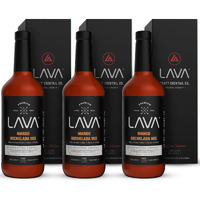 (3-Pack) Lava Premium Mango Michelada Mix Made With Real Mango Puree, Ancho Chile Peppers, New Mexico Chile, Tamarind, Vegan, 1-Liter (33.8Oz) Glass Bottle, Ready To Use