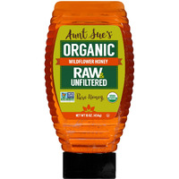 Aunt Sue's Raw & Unfiltered Organic Honey, 16 Ounce (1 Lb) From Brazil, Strained Pure Honey