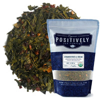 Organic Positively Tea Company, Strawberries And Cream, Green Tea, Loose Leaf, 16 Ounce