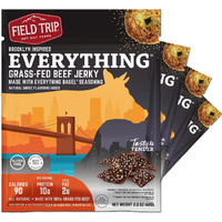 Field Trip Grass Fed Beef Jerky, Healthy Gluten Free Snacks, All Natural, Paleo-Friendly Beef Jerky, High Protein, Low Carb Snack With No Nitrates, 2.2Oz Bag, 4 Pack, Everything Bagel