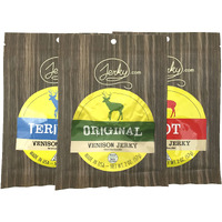 Jerky.Com's Exotic Venison Jerky Sampler - Wild Game Meat Snacks, Exotic Snacks, High-Protein, All-Natural, No Added Preservatives - Healthy Snacks For Adults - 1.75 Oz. (Pack Of 3)