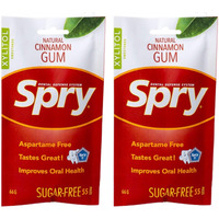 Spry On The Go Gum, Fresh Natural Xylitol Chewing Gum Dental Defense System Aspartame-Free Sugar Free Gum (Cinnamon, 55 Count - Pack Of 2)