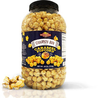 Stonehedge Farms Cinnamon Bun Flavored Popcorn - 28 Oz Large Tub - Bulk Gourmet Deliciously Old Fashioned Popped Sweet Snacks - Made In The Usa