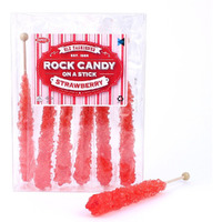 Extra Large Rock Candy Sticks: 6 Red Rock Candy Sticks - Strawberry - Individually Wrapped For Party Favors, Candy Buffet, Showers, Receptions, Old Fashioned Espeez Bulk Candy On A Stick