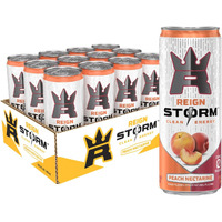 Reign Storm, Peach Nectarine, Fitness & Wellness Energy Drink, 12 Fl Oz (Pack Of 12)