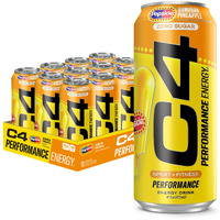 C4 Energy Drink X Popsicle Hawaiian Pineapple, Carbonated Sugar Free Pre Workout Performance Drink With No Artificial Colors Or Dyes, 16 Oz, Pack Of 12