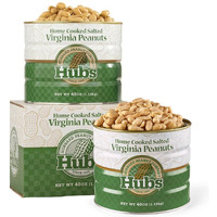 Hubs Peanuts Premium Salted Virginia Nuts - Irresistible Crunch & Flavored Nuts - Non-Gmo, Gluten Free - Xxl Peanuts From Top 1% Crop - Reusable Tin - Perfect Snack For Any Occasion - 2 X 40Oz Cans