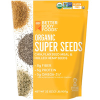 Betterbody Foods Superfood Organic Super Seeds - Chia Flax & Hemp Seeds, Blend Of Organic Milled Flax Seed Organic Hemp Hearts, Add To Smoothies Shakes & More, 2Lb, 32 Oz