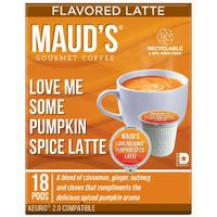 Maud's Pumpkin Spice Latte Coffee Pods, 18 Ct | Love Me Some Pumpkin Spice Latte | 100% Arabica Coffee | Solar Energy Produced Recyclable Single Serve Coffee Pods Compatible With Keurig K-Cup Brewers