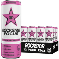 Rockstar Focus, Mixed Berry, 12 Fl Oz Cans (Pack Of 12)