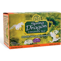 Dragon Herbs Spring Dragon Longevity Tea - Adaptogenic Gynostemma Leaf Herbal Tea Infused With Schizandra Berry, Goji Berry, Astragalus Root, Eleuthero Root, Luo Han Guo Fruit - Immune Support, Calming, Invigorating, Energy, Soothing, Digestion Support, Caffeine Free - 20 Individually Wrapped Tea Bags, Makes 60 Servings Of Tea